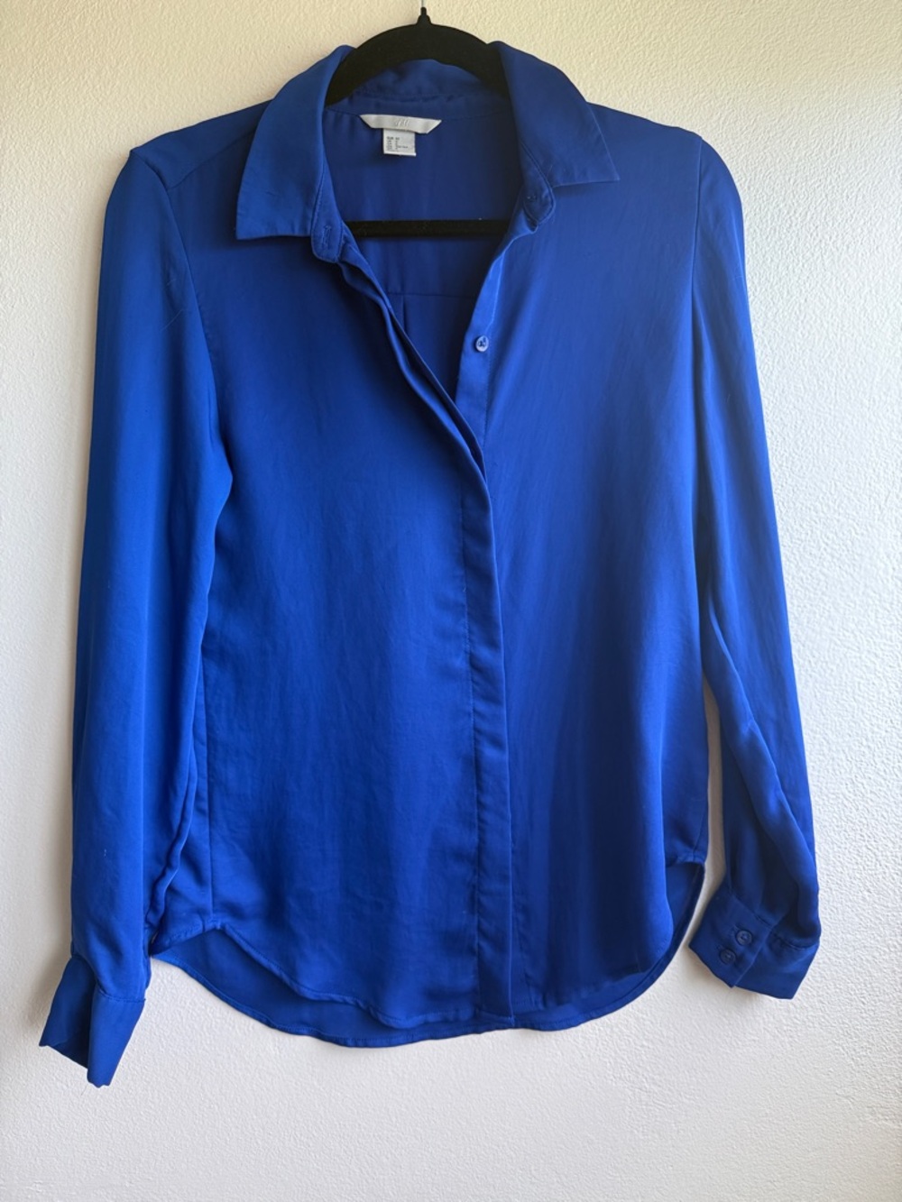 H&M Royal Blue Long-Sleeve Button-Down Blouse